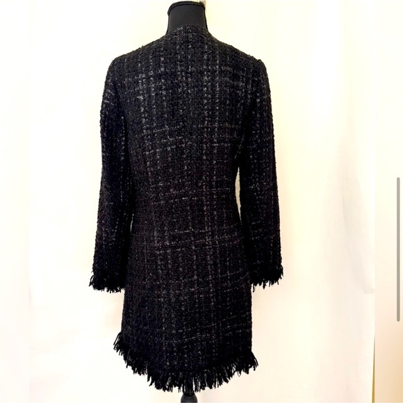 Vertigo Paris Tweed Boucle Wool Blend Fringe Trench Jacket Coat, Size XS - Picture 6 of 15